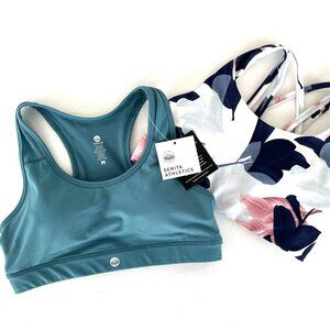 SENITA Athletics Sports Bras Lux Sarah in Verde & Strappy in Magnolia M NEW NWT